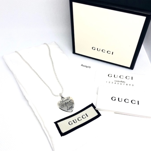 New Gucci Blind For Love Reversible Heart Necklace - Picture 8 of 10